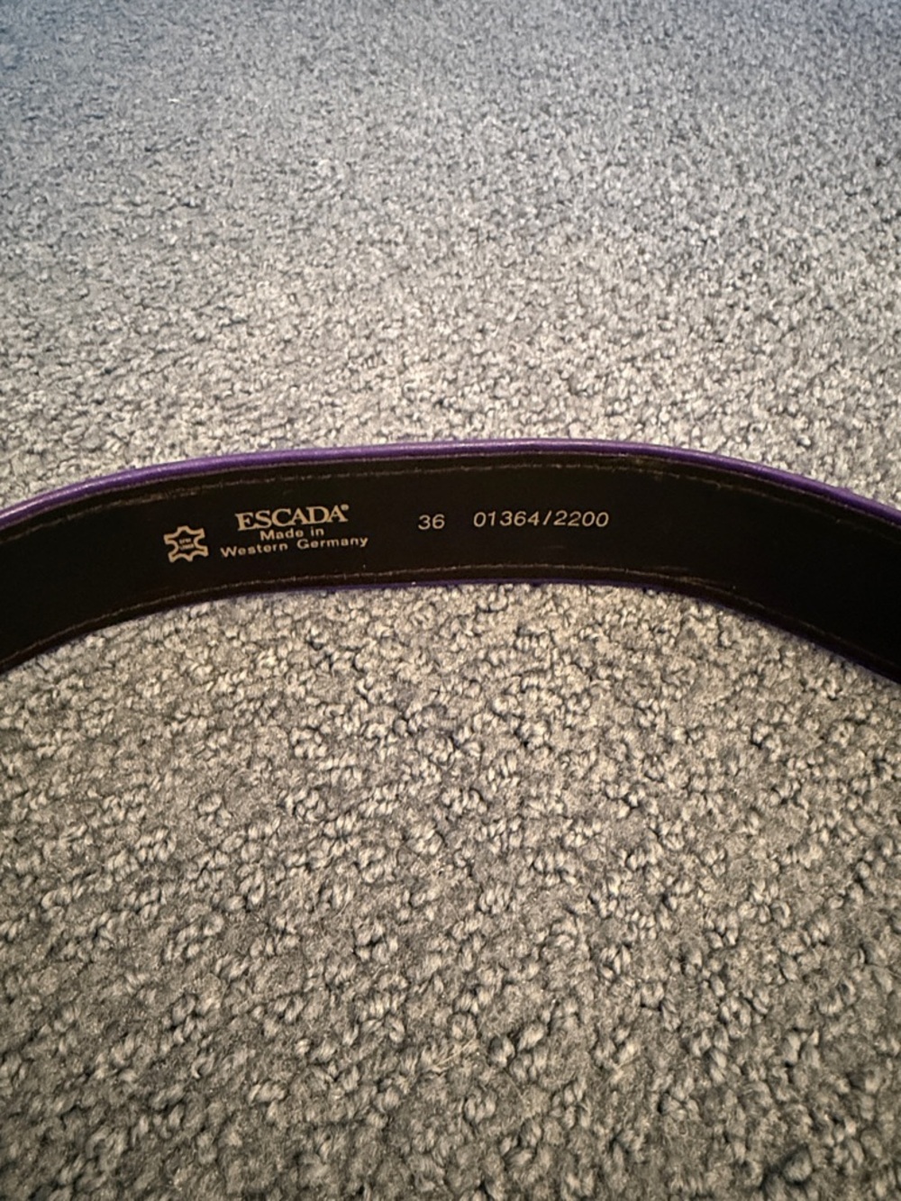 Escada Yellow Leather Belt with Purple Edge and Jeweled Gold Buckle - Picture 2 of 3